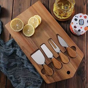 Acacia Wood Cheeseboard <b>Set</b> With Knives Solid Wood Cutting Board For Kitchen Use Durable Design - Product Image 3