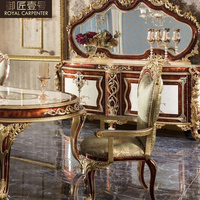 Table à manger ovale en bois sculpté européenne, grand mobilier de restaurant de villa, chaises de salle à manger pour usage domestique, appartements, palais royal