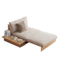 Canapé en bois massif, canapé-lit pliable 2 en 1 de style wabi-sabi pour salon, télescopique et multifonctionnel