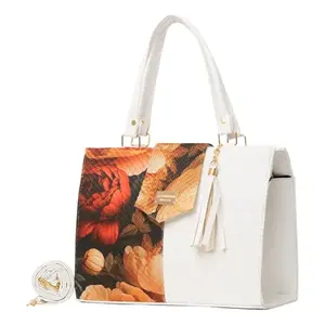 Bolso Tote de Algodón para Mujer Fana Deva, Color Blanco con Estampado de Leopardo y Letras, Tamaño Mediano, para Playa, con Cierre de Broche - Product Image 4