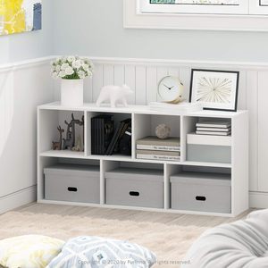 Moderna libreria in legno a 7 cubi in bianco pannello salvaspazio Design mobili per la casa ufficio uso alberghiero scuola - Product Image 1