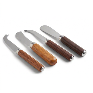 Admirable Design Cheese <b>Knives</b> Cutlery <b>Set</b> In Stainless Steel With Wooden Handle Unique Bottle Shape Handles Perfect for Kitchen - Product Image 1