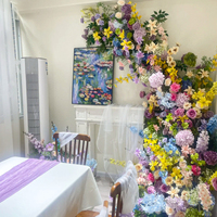 Arche de fleurs artificielles faites à la main pour décoration de mariage, fleurs mélangées en soie et plastique, style festif, design personnalisé, réutilisable, écologique