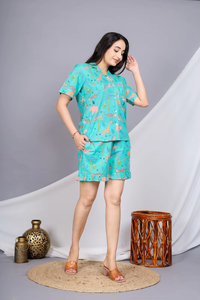 Fashion Floral Cotton Pajama Set for <b>Women</b> with Button Closure Shirt Soft Frill <b>Pants</b> Comfortable Sleepwear Nightwear for Daily - Product Image 5