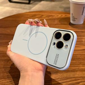 Funda de teléfono móvil de silicona líquida de lujo con un botón AI para Apple 17promax IPhone16 para agarre de teléfono de succión magnética - Product Image 6