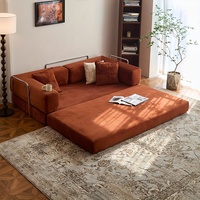 Canapé-lit convertible moderne 2 en 1, tissu en velours côtelé avec éponge haute densité, mobilier de salon modulaire librement combinable
