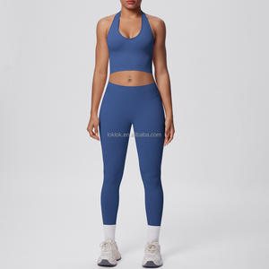 Custom Wholesale High Quality Nylon 2 Pcs Sports Bra <b>Top</b> Sets Butt Lifting Pants Fitness Leggings Gym Wear Yoga Sets for Women - Product Image 1