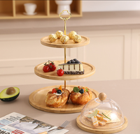 Petit support à gâteau rond à 3 niveaux nordique en ardoise jetable écologique pour mariage après-midi thé assiettes à dessert plats