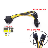 PCIE Kabel Catu Daya Adaptor Kartu Video Grafis, 8 Pin Ke Dual 8 (6 + 2) Pin VGA, Kabel Catu Daya Adaptor Kartu Video Grafis 0.2M