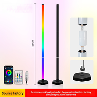 Lámpara de Pie LED RGB de Esquina, Paquete de 2, Base Hexagonal, Sincronización con Música, Control Remoto por Aplicación, Luz Ambiental para Sala de Estar, Dormitorio, Juegos, CE, RoHS, FCC