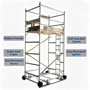 Plateforme élévatrice électrique pour échafaudage, structure en acier modulaire, échafaudage mobile pour les travaux <span class=keywords><strong>d</strong></span>'entretien des entrepôts et des ateliers - Product Image 2