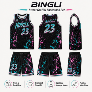 <span class=keywords><strong>Maillot</strong></span> <span class=keywords><strong>de</strong></span> basketball style streetwear, coupe ample et oversize, esthétique cyberpunk, mode audacieuse, avec motif néon artistique et style graffiti urbain - Product Image 2