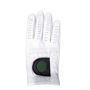 Gants de golf en cuir Cabretta blancs professionnels |   Marqueur de balle personnalisé Performance Grip |   Équipement de golf respirant et doux au toucher pour les tournois - Product Image 1