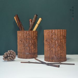 Bamboo Pen Holder Round Carved With Bamboo Pattern For Calligraphy Brush Office Stationery ZBT 002 - Product Image 2