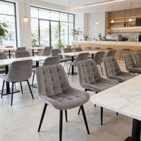 Chaise de salle à manger moderne en velours capitonnée, design contemporain, pieds en métal noir, pour salle à manger, bureau à domicile, salon