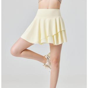 Wholesale Women's Layered Ruffle Mini Tennis Skirt with Side Pockets & Built-in Shorts Quick Dry Breathable Athletic Golf Skirt - Product Image 1