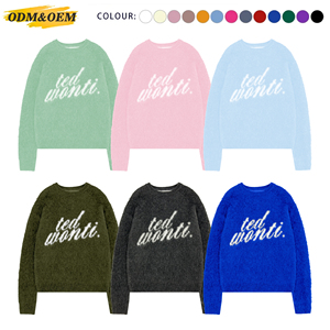 Áo len nam dệt kim jacquard <span class=keywords><strong>mohair</strong></span> thời trang logo tùy chỉnh, áo len dài phong cách đường phố, áo len mềm mại mùa thu - Product Image 5