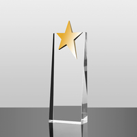 Trophée en verre personnalisé avec étoile en métal MH-NJ00353, cadeau souvenir, trophée en verre