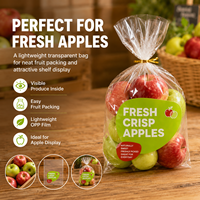 Bolsa de OPP de Grado Alimenticio, Transparente, con Base Reforzada, Perforada, Antivaho, para Empacar Manzanas y Frutas, Resistente a Desgarros