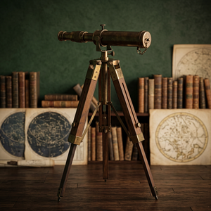 Télescope Nautique Vintage en Laiton avec Trépied en Bois, Finition Marron Polie Antique, Logo Personnalisé, Cadeau Décoratif MILAP INDUSTRIES - Product Image 4