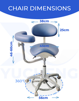 Chaise ergonomique de dentiste avec accoudoirs, tabouret de dentiste pivotant réglable en hauteur