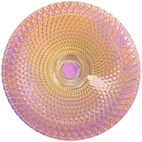 Plateau de service décoratif européen en gros, motif quadrillé, assiette de présentation ronde en verre électroplaqué de 13 pouces pour restaurant et fête