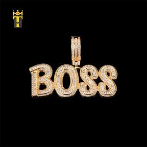 Hip Hop Populer Baguette Zircon Bos Besar Huruf Perak Huruf Liontin - Product Image 5