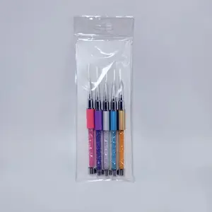 Escova para pintura de unhas 5 peças, padrão de flor diy, pincel de desenho unha, caneta francesa, listras, pintura de unhas