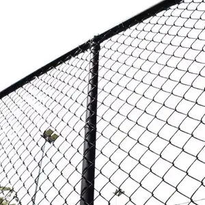 High quality Garden Fencing PVC Black Vinyl Coated Chain Link Fence Panel Outdoor Cyclone Wire Fence