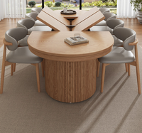 Table de salle à manger ovale extensible et réglable STG en bois massif naturel d'Amérique du Nord, 4 à 8 places, pour appartement, hôtel, maison