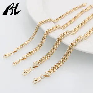 High Quality Brass Gold Plated Jewelry 18K Oro Laminado Cuban Chain Bracelet Hip Hop Men's Women's Bracelets Chain