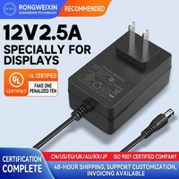 Adaptateur secteur RWX 12V 2.5A DC 5.5x2.1 à brancher sur prise US en matériau PC, modèle OEM ODM R301-1203000U pour chargeurs d'écrans LCD