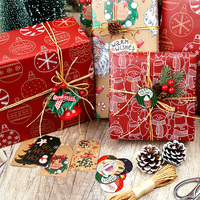 Papier d'emballage cadeau personnalisé recyclable haut de gamme, série Noël, décorations festives, emballage en rouleau, vente en gros