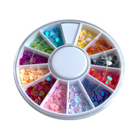 SunelPort Lentejuelas Delgadas Brillantes en Forma de Corazón de 3mm de Diámetro, Decoraciones de Uñas Francesas y Japonesas en Disco de 12 Rejillas, DIY
