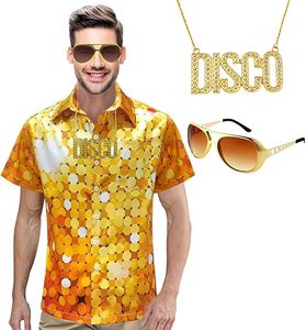 <span class=keywords><strong>Disco</strong></span> personnalisé sublimation impression Piqué chemise pour homme à manches courtes Vintage bouton-Up <span class=keywords><strong>Polo</strong></span> discothèque fête T-Shirt haut - Product Image 2