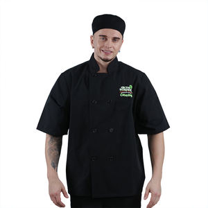 Botones de doble botonadura Gris Carbón gris claro poliéster algodón mezcla Hotel uniforme cocina restaurante Chef abrigo chaqueta - Product Image 6