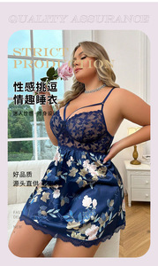 2025 Cross Border Auntie Ensemble deux pièces <span class=keywords><strong>sexy</strong></span>, dentelle brodée, motif floral fin, style nuisette pour femme ronde, avec string - Product Image 4