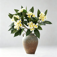 Bunga Plumeria Frangipani Buatan Tangan Premium L-108, Sentuhan Alami, Tangkai Panjang, Daun Tebal, Dekorasi Rumah & Pernikahan