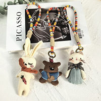 Toysking Pendentif en tissu peluche fait main, motif dessin animé, porte-clés animal mignon, breloque de sac, collection d'accessoires de mode 0-10cm