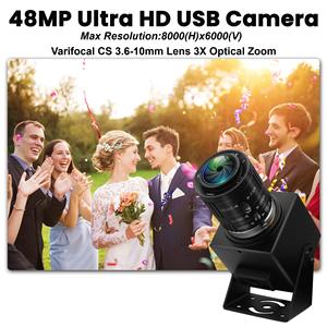ELP 48MP Varifocal CS 3.6-10 obiettivo Zoom manuale IMX586 alta risoluzione 8000x6000 USB telecamera di sicurezza per Zoom <span class=keywords><strong>Video</strong></span>, incisore Laser - Product Image 2