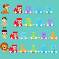 Meilleure vente en bois 26 lettres patchwork petit train jouet éducatif précoce montessori Train lettre jouets pour tout-petits garçons et filles