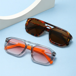 Lunettes de soleil polygonales punk vintage 2025 personnalisées avec logo, double pont, carrées, pour hommes et femmes, protection UV400 - Product Image 2