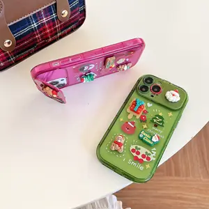 Popular Christmas Stereoscopic Santa Claus Decoration Santa Claus And Tree Phone Case For Iphone 11 12 13 14
