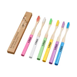Escova de dentes de bambu Moso branco com logotipo personalizado gravado a laser e cabeças de reposição