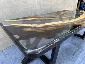 Transparent Glass Effect Custom Size Luxury Furniture Factory Natural Live Edge Solid Wood <b>Epoxy</b> Resin Table LOW MOQ - Product Image 6