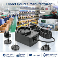 Adaptateur secteur AC/DC 24V 0,5A de haute qualité, interchangeable, avec prises US, EU, AU, UK, EK, AR, pour bande lumineuse LED