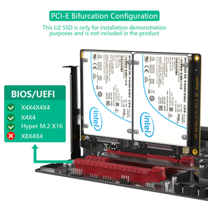 การ์ดแปลง Dual U.2 SSD เป็น PCIe 4.0 X8 รองรับ 2 X หรือแบบ Soft ไม่มีฟังก์ชัน PCI-e มีสินค้าในสต็อก การ์ดแปลง U.2 เป็น PCI-e 8x - Product Image 2