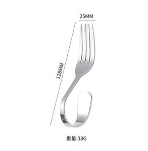 DFL0318 Cuillères de service innovantes de grande taille en acier inoxydable avec manche courbé, fourchette-cuillère pour buffet, cuillère à crevettes créative pour cuisine japonaise - Product Image 6