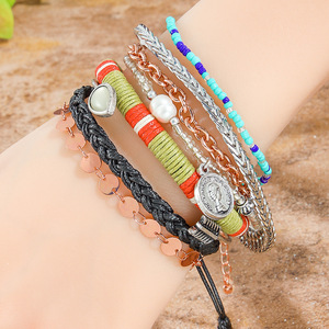 Bohemian Wrap Bracelets Multilayer Beaded Alloy <b>Rose</b> <b>Gold</b> Plated Unisex Fashion Jewelry - Product Image 4