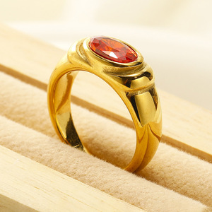 Popular European American Ins Style Retro Fashion Inlaid Zircon Titanium Steel Women's Jewelry <strong>Light</strong> Luxury 18k Gold-plated Ring - Product Image 5